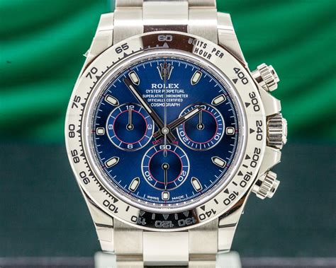 rolex daytona whit gold blue face|rolex daytona 116509 white gold.